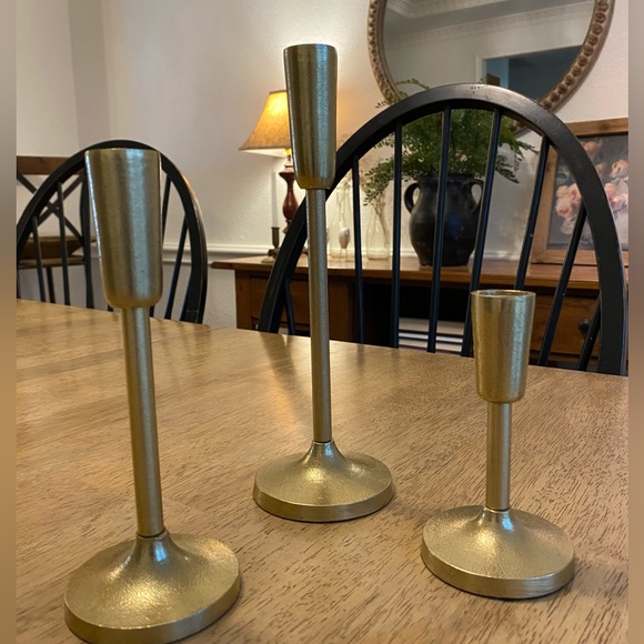 Threshold Set of 3 Aluminum Taper Holders Gold - Picture 1 of 4